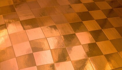 Reflective Polished Copper Checkerboard Texture