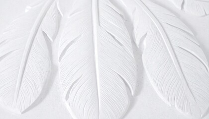 White Plaster Feather Ovals Texture Relief Design