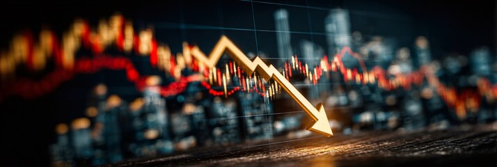 Financial market crash showing declining stock value arrow
