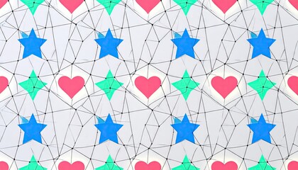 Chromatic Glow Stars and Hearts Pattern