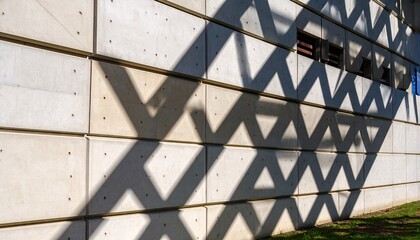 Geometric Shadow Patterns on a Light Grey Concrete Wall