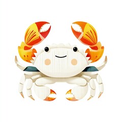 Cute crab character design with bright colors and friendly smile