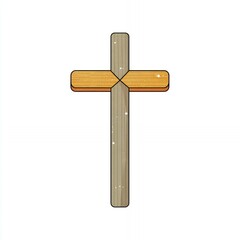 Wooden cross in minimalistic flat design with clean lines