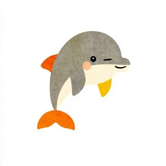 Playful dolphin icon in minimalistic flat design with clean lines