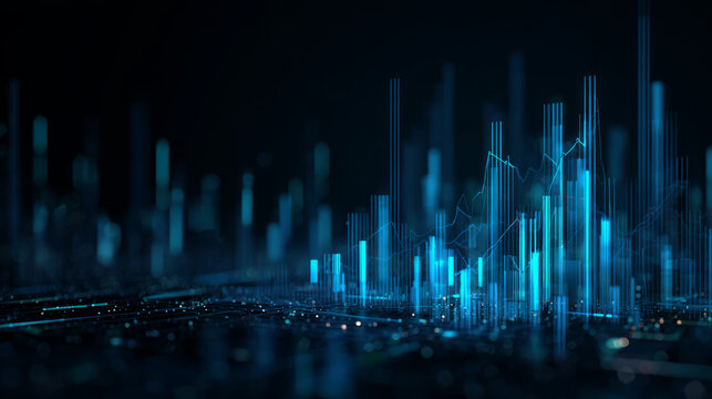 Futuristic background glowing digital data graph blue neon abstract cityscape with analytics vibe
