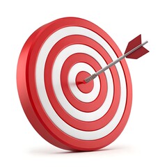 Arrow hitting bullseye on target, success achieved