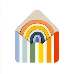 Colorful minimalistic envelope with a rainbow design in flat style