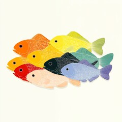 Colorful minimalist fish illustration in vector flat design style