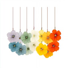 Minimalistic garland design with colorful flowers for decoration