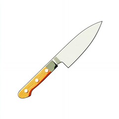 Sharp kitchen knife with wooden handle in flat vector design