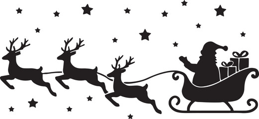 Santa Claus sleigh silhouette vector