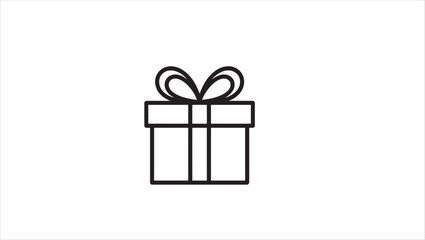 Clean line art gift box icon for celebrations and presents