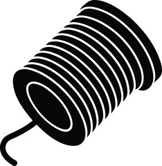 Coiled Cable Vector Illustration Symbol of Electrical Equipment Power System Wire Energy Industry, Isolated Object on Transparent Background