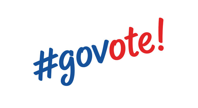 The hashtag #govote is written in red and blue on a white background.