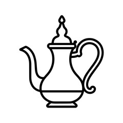 Outline Dallah Arabic Coffee Pot Icon – Traditional Middle Eastern Teapot Illustration