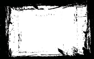 Dirty paintbrush grunge frame - Rectangle with black color. Vintage frame border