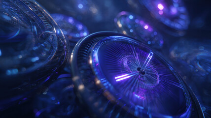 Abstract Futuristic Clock Interface with Neon Pink Hands, Showing Fast Time Travel and Technology Concept.