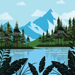 vector illustration of a mountain landscape