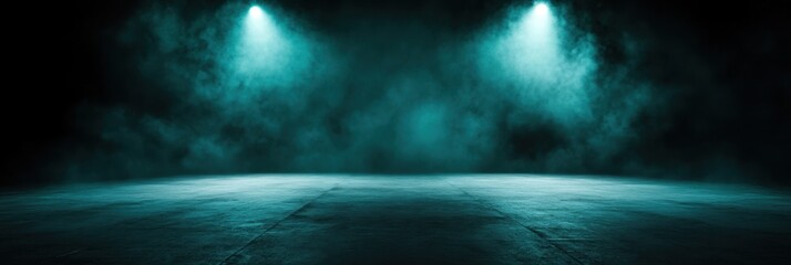 Fototapeta premium Dramatic stage with spotlight and smoky atmosphere