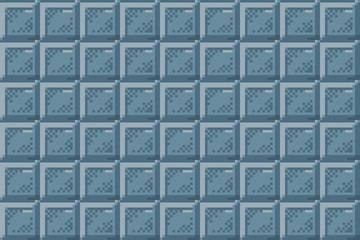 Pixel art pattern of blue-gray square tiles, block wall or dungeon floor. An ideal game asset for retro platformers, arctic levels, winter-themed video games, wallpaper, background.                   