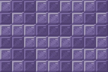 Pixel art pattern of purple, violet, gray, dark square tiles, block wall or dungeon floor. An ideal game asset for retro platformers, arctic levels, winter-themed video games, wallpaper, background. © evan