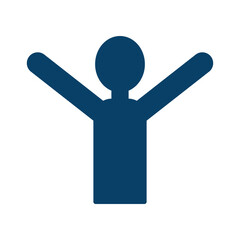 両手を上げて明るく振る舞う上半身人物のシルエットアイコン