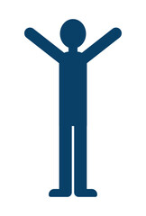 両手を高く上げて喜ぶ全身人物のシンプルなベクターイラスト