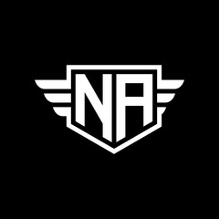 NA Logo vector image of initial shield with wing outline and simple shield