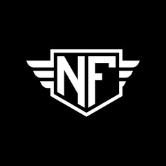 NF Logo vector image of initial shield with wing outline and simple shield
