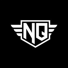 NQ Logo vector image of initial shield with wing outline and simple shield