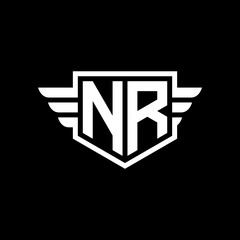NR Logo vector image of initial shield with wing outline and simple shield