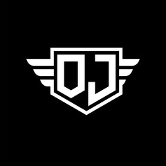 OJ Logo vector image of initial shield with wing outline and simple shield