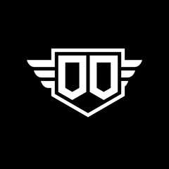 OO Logo vector image of initial shield with wing outline and simple shield