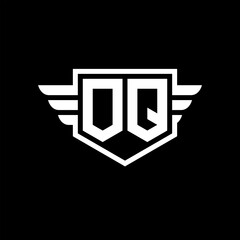 OQ Logo vector image of initial shield with wing outline and simple shield