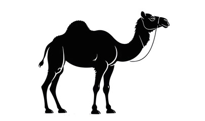 Camel silhouette icon in side view, simple vector illustration, isolated on transparent background.