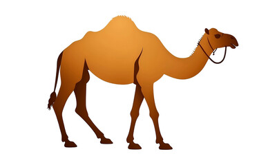 Simple black camel icon, side view silhouette illustration, isolated on transparent background.