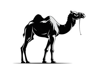 camel side profile silhouette, clean black icon, separate transparent background.