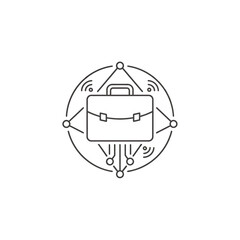 Connected briefcase digital business concept