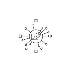 Data analysis insights interconnected network diagram