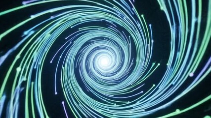 Vortex of Blue and Green Light Streaks Spiraling into a Bright White Center - Powered by Adobe
