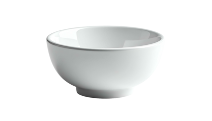 White ceramic bowl, simple rounded shape, smooth with glossy sheen