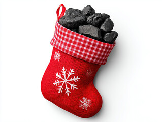 a lump of coal in a Christmas stocking