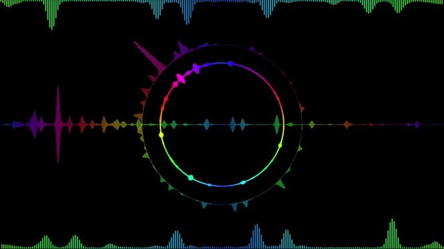 オーディオスペクトラム：音楽再生中画面：波形と音の振動の視覚化アニメーション