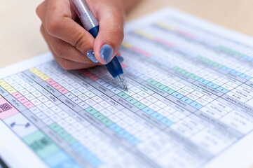 Close-up efficient data entry documenting office process professionally