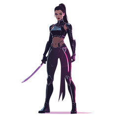 Fototapeta premium Neon Samurai Warrior Vector Illustration