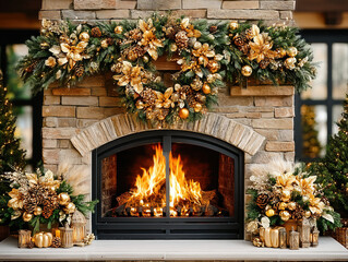 cozy Christmas fire place