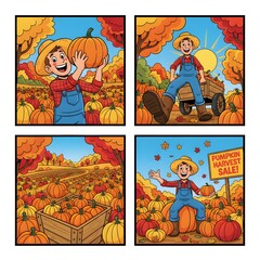 A Happy Farmers Great Autumn Pumpkin Harvest Sale