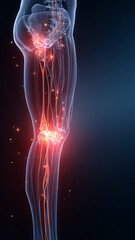 膝の炎症と神経の痛みを強調したモデル