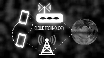 Cloud technology concept representing global network connectivity and wireless communication - Powered by Adobe
