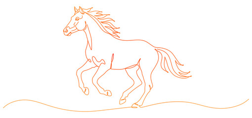 Dynamic Running Horse One Continuous Line Drawing Vector Illustration